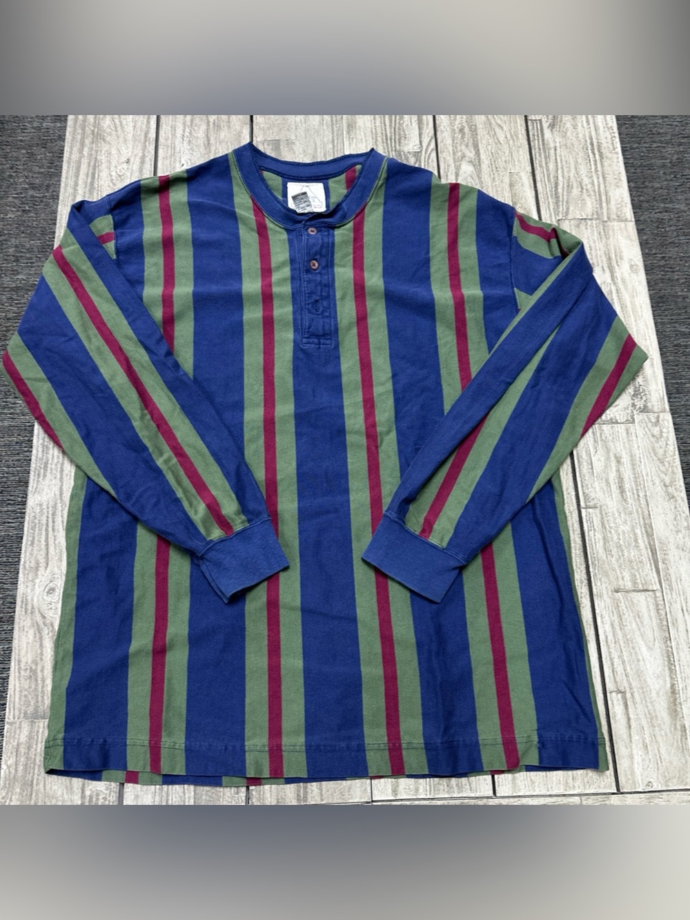 Vintage 90s Aeropostale Striped Knit Henley Long Sleeve Shirt Medium Color